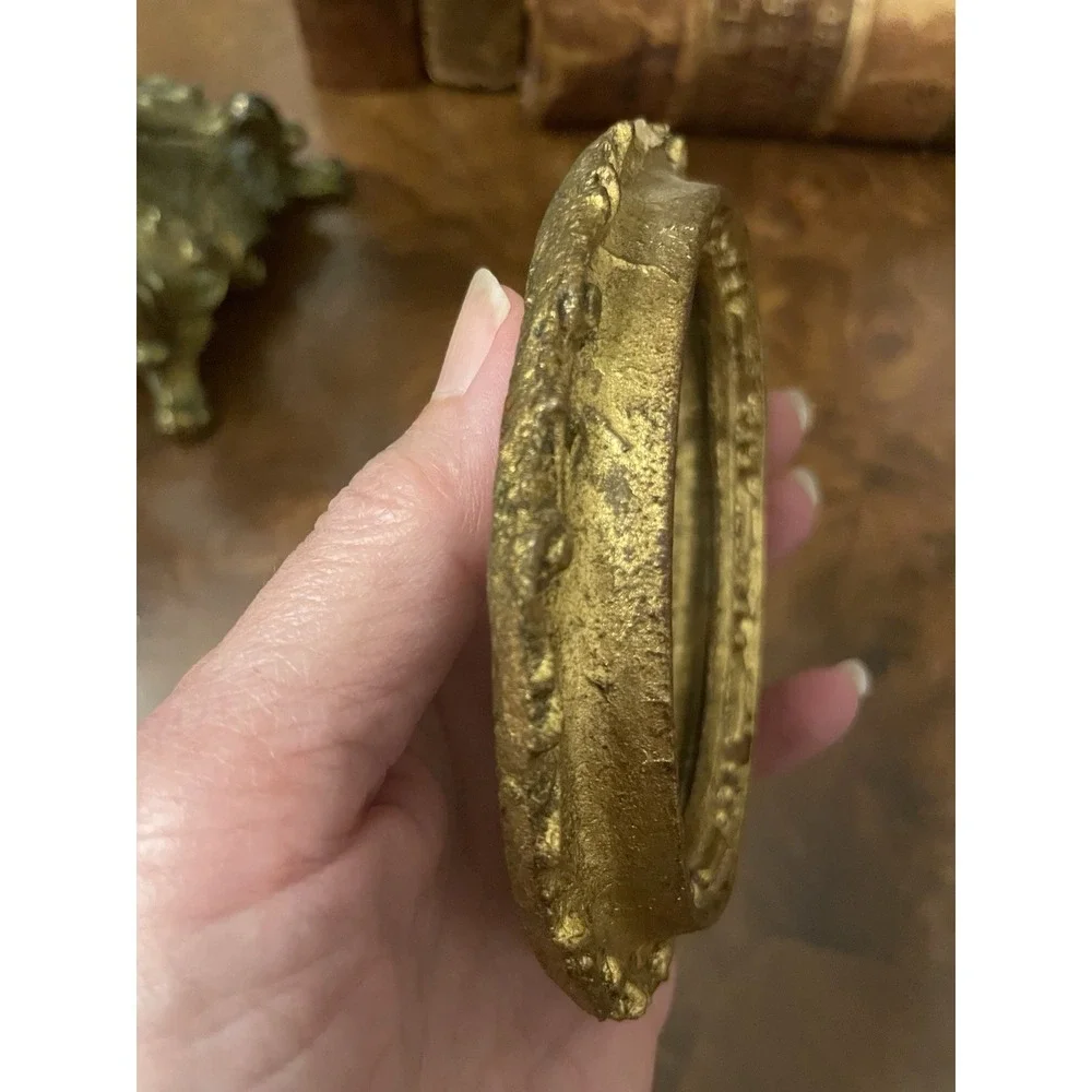 Vtg Florentine Oval Gold Wall Mirror Ornate  Italy Small 3.5x4.5